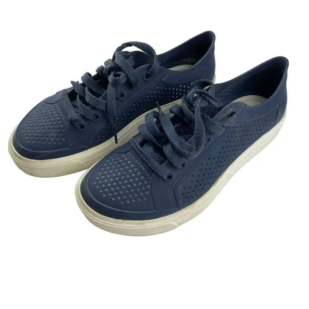 CROCS Citilane Roka Blue & White Sneakers Women's Size‎ W6 Shoes Lace-Up
